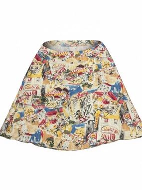 VTG Liz Claiborne Linen A-line Midi Skirt 16P Art to Wear French Market Café